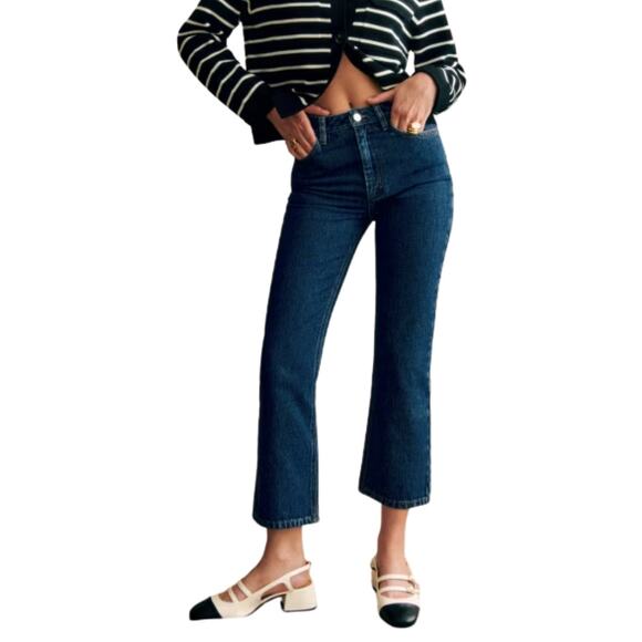 Sezane Denim - Sezane Jeans Womens EU 38 US 6 Blue Flare Ankle Mid Rise Laurence Trouser Denim